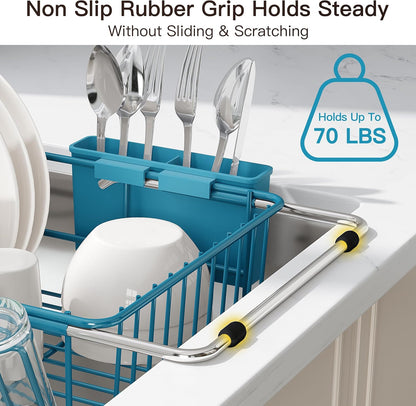 JASIWAY Dish Drying Rack in Sink, Dish Drainer with Cup and Utensil Holder