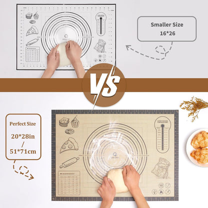 Silicone Baking Pastry Dough Mat - 28x20Inch Extra Large Cookie Bread Rolling Mats Sheet, Nonstick Kitchen Counter Kneading Board, Thick Reusable Pie Cookies Pizza Fondant Making Matt with Measurement