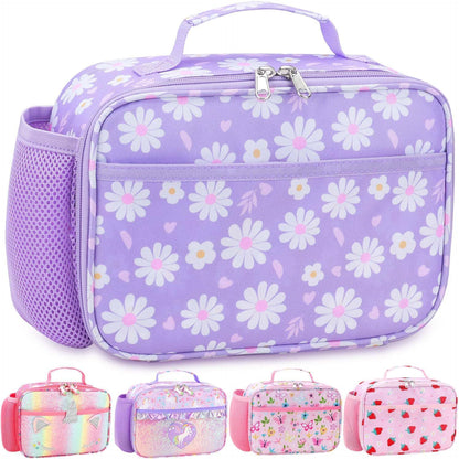 RHCPFOVR Kids Lunch Bag - Insulated Lunch Box for Boys Girls,Washable Lunch Bag and Reusable Toddler Leak-proof Lunchbox for School and Daycare - Colors A