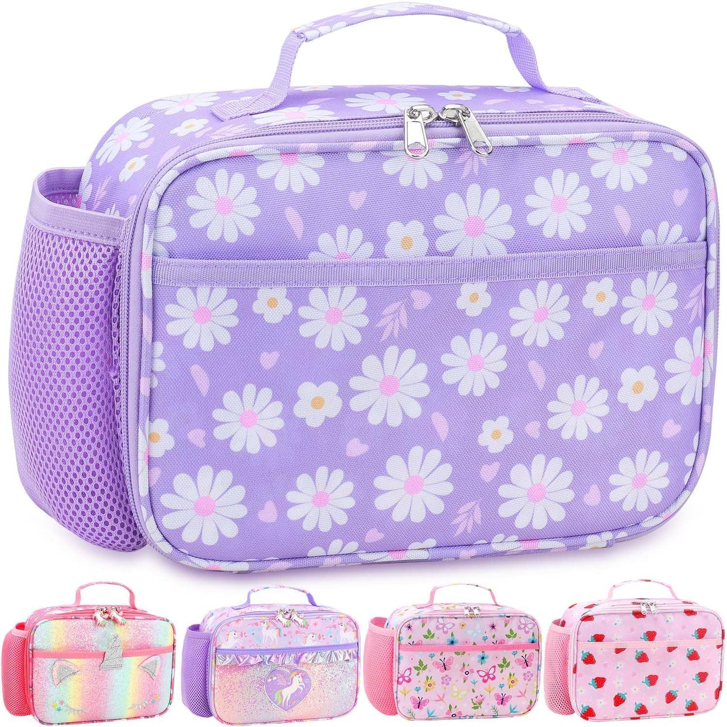 RHCPFOVR Kids Lunch Bag - Insulated Lunch Box for Boys Girls,Washable Lunch Bag and Reusable Toddler Leak-proof Lunchbox for School and Daycare - Colors B