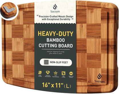 3 Pack Bamboo Cutting Board Set Non Toxic Wooden Cutting Board for Kitchen Non Slip Solid End Grain Thick Wood Juice Groove Chopping Board Edge Grain Teak Smart Marble Flexible Round Stone Metal