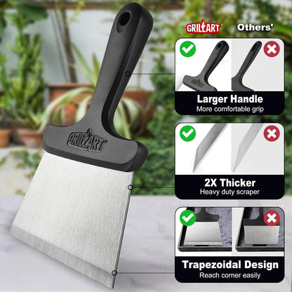 GRILLART Griddle Cleaning Kit for Blackstone, Flat Top Grill Cleaning Kit with Grill Stone, Griddle Scraper, Scouring Pad and Handles, Multifunctional Griddle Accessories for Rusty Grills, Orange