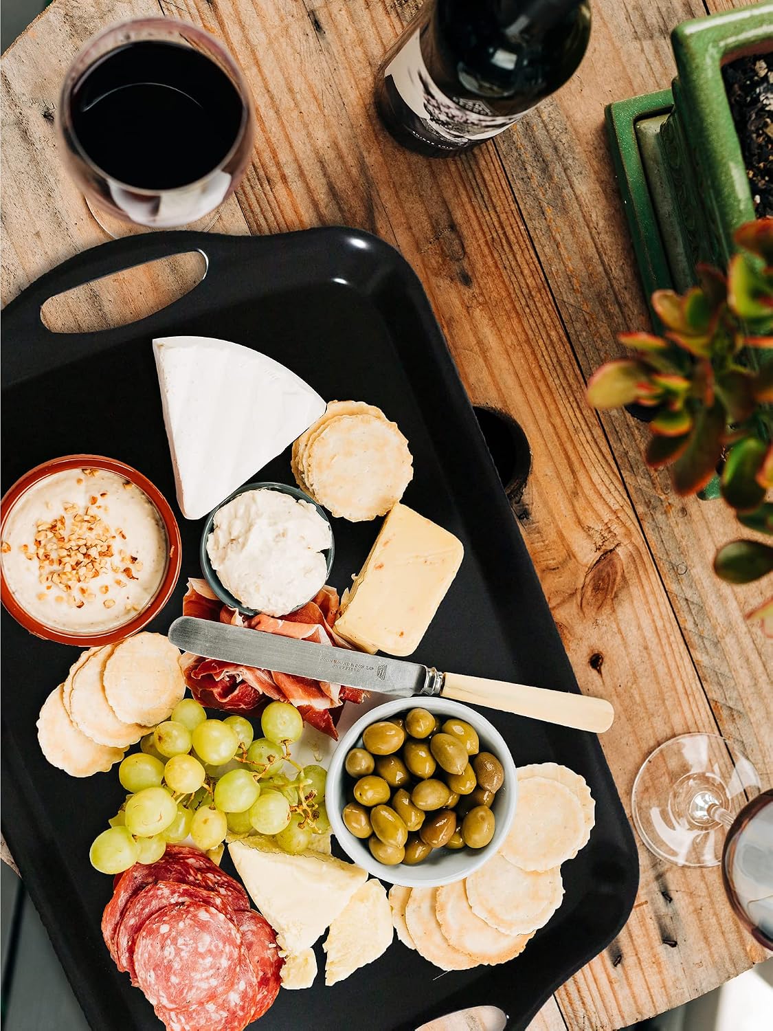 KAQAHIDO Large Melamine Serving Trays for Eating, 17.5’’ x 12’’ Serve Platter for Appetizer, Charcuterie, Food, Snack, Cupcakes, Dessert, BPA-Free, Dishwasher Safe Tray, Set of 2, White
