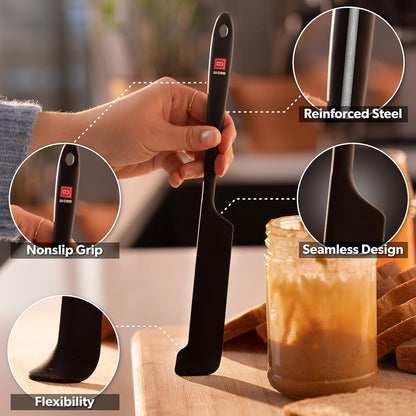 DI ORO Silicone Jar Spatula Set - 600F Heat Resistant, 5-Pc Red