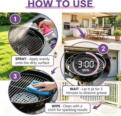 Fast-Acting Heavy-Duty Grill Degreaser Spray, BBQ Grill Cleaner Spray, Grill Cleaner for Outdoor Grills, Heavy Duty Degreaser Cleaner Spray, Fast-Acting Degreaser for Stubborn Stains (1)