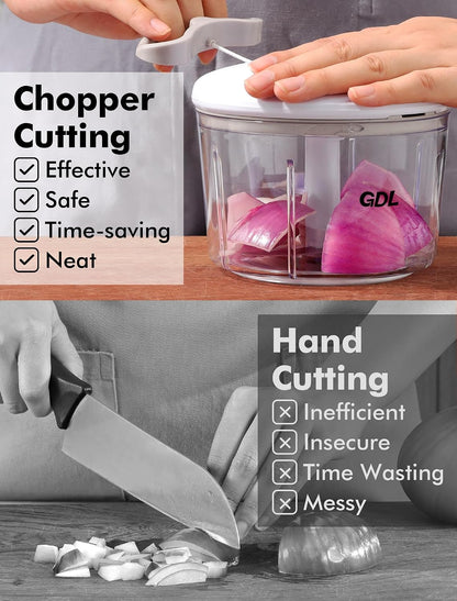GDL Food Chopper, Vegetable Chopper, Pull String Onion Chopper Dicer, 800ML