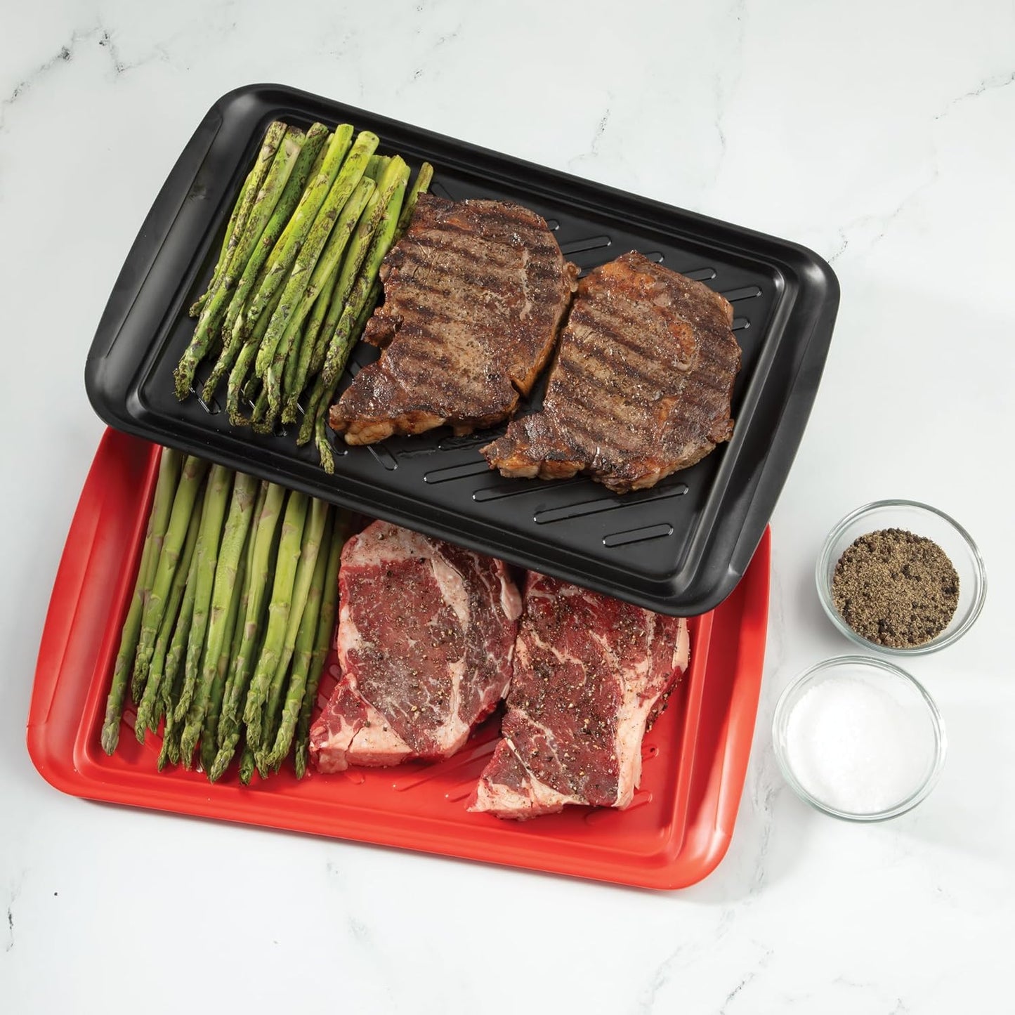 Cuisinart CPK-210 Grilling Prep and Serve Trays, Black and Red Large 18” x 14.5”