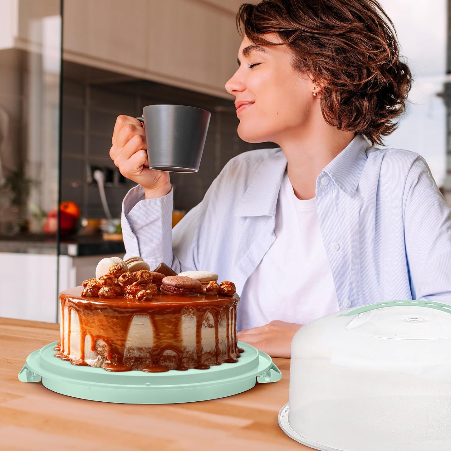 Tribello Extra Large Cake Storage Container, Cake Carrier With Handle Holds Cake 12 X 12 X 5 (Being)
