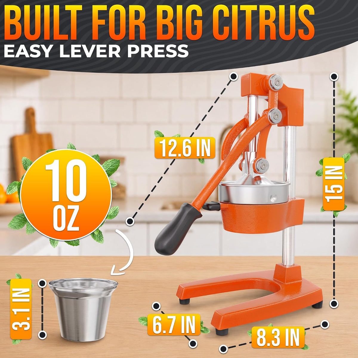 NADOBA Lemon Squeezer and Lime Squeezer, Max Extraction Citrus Hand Juicer