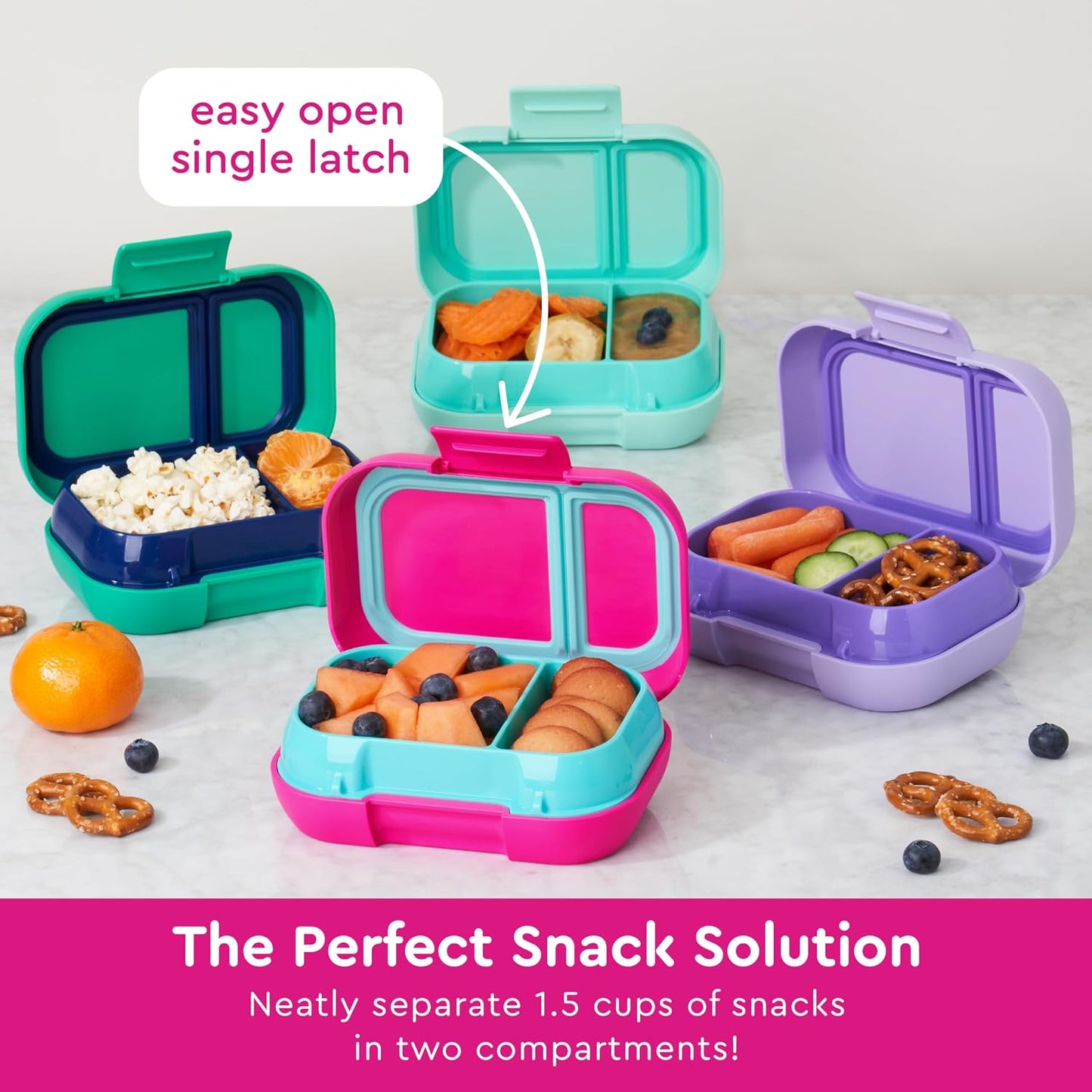 Bentgo Kids Snack - 2 Compartment Leak-Proof Bento Box Container for Snacks and Small Meals, Easy-Open Latch, Dishwasher Safe, BPA-Free for School, Daycare, & Sports - Ideal for Ages 3+ (Gray)