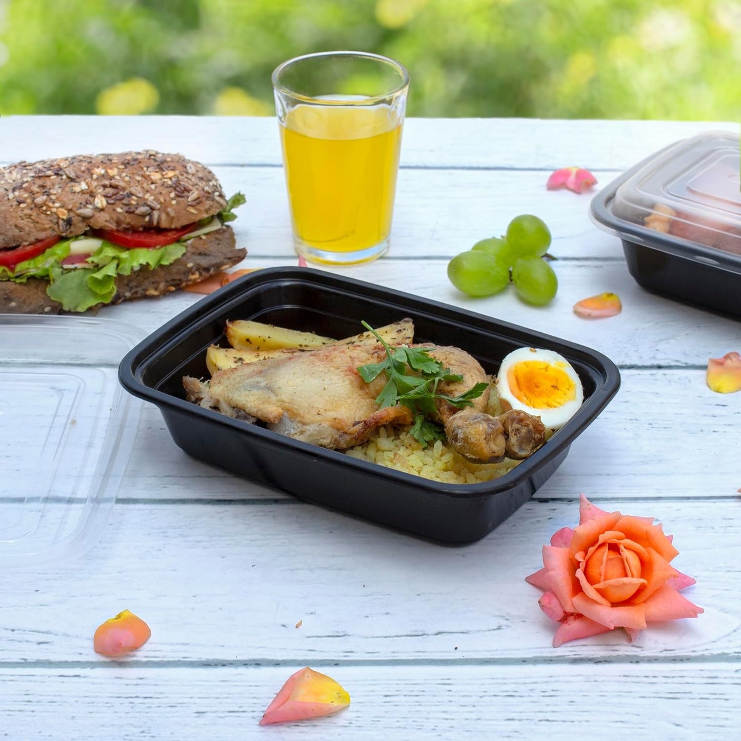 GUSTO [24 oz - 50 Count 3-Compartment Meal Prep Containers with Lids – Reusable, Microwaveable, Dishwasher & Freezer Safe, BPA-Free Food Storage Boxes for Portion Control (Formerly Comfy Package)