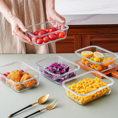 Glass Food Storage Containers with Airtight Lids, 5-Piece Set, Freezer Safe, Microwave Safe, Leak Proof