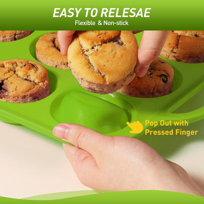 2 Packs 12 Cups Silicone Muffin Pan for Baking with Metal Reinforced Frame Regular Size Cupcake Pan Tray Egg Bites Silicone Cookie Molds Muffin Tin Tart Pans Sheet Set for Oven Dishwasher Safe