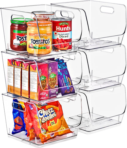 Sorbus Stackable Storage Bins Open Front - Clear Stackable Storage Bins - Pantry Bins for Storage and Organization - Acrylic Stackable Bins for Kitchen - Clear Pantry Organizer Bins (Medium 2 Pack)