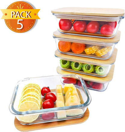 BlueHills Premium Glass Meal Prep Lunch Containers with Snap Green Lock Lids Glass Food Containers BPA-Free Oven Freezer Dishwasher Safe 5 pack set 10 pieces 36 Oz 4.5 cups (G002 Two Compartments)