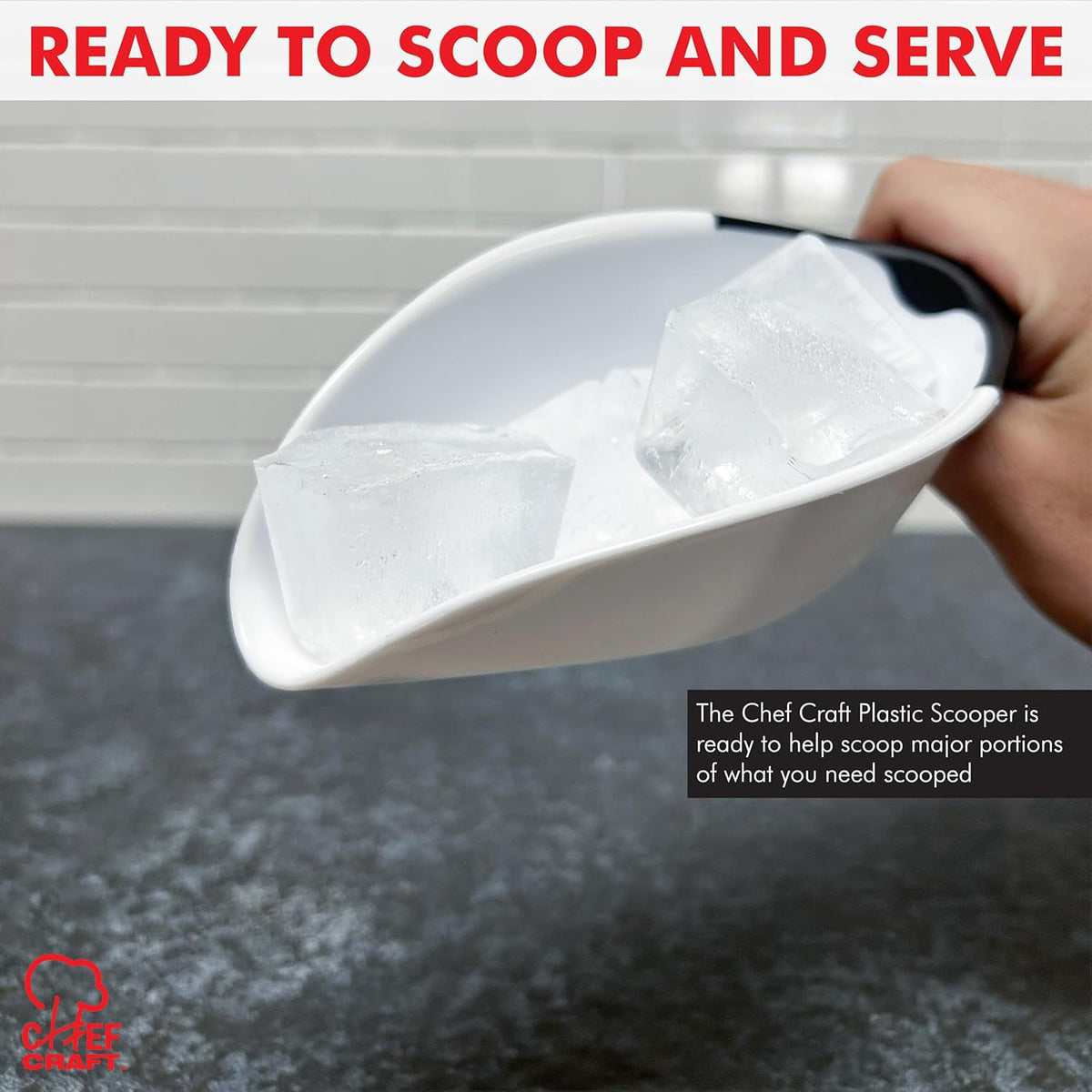 Chef Craft Select Plastic Scoop, 1 Cup, White