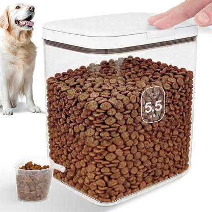 LEAWALK 10Lbs/10.57Qt Airtight Dog Cat Food Storage Container and Dog Treat Containers BPA-Free, PET Clear Stackable Pet Storage Bin, Pop Top, 1-Cup Scoop for Pet Food/Rice/Flour/Bread/Grains