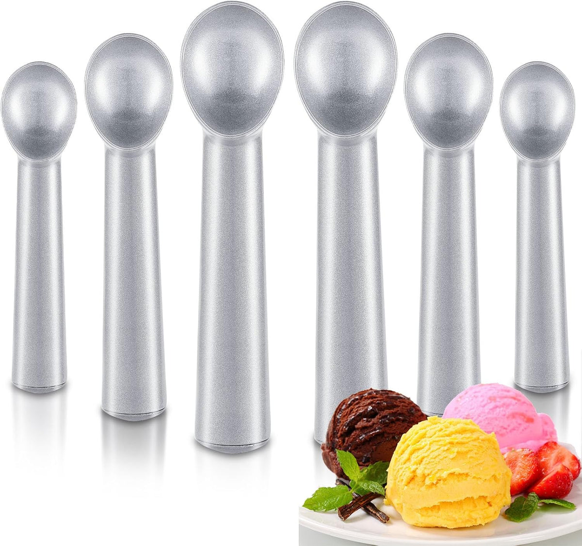 Gejoy Ice Cream Scoop Set, Ice Cream Scoops 7 Inch, Silver