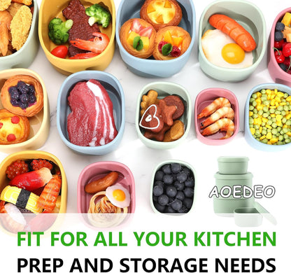 4 Pcs Silicone Food Storage Containers with Lids，BPA Free Reusable Silicone Storage Containers for Food Freezer Containers Freezer Dishwasher Safe (33.8oz, 20oz, 10oz, 6.7oz)