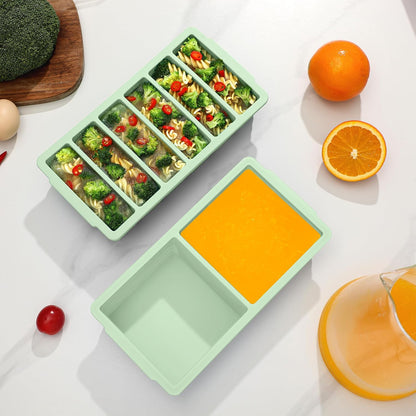 4-Pack Silicone Freezer Trays with Lid,2*【2 Large 2-Cup(500ml)&6 Small 1/2-Cup(125ml)】Soup Freezer Container Molds,Ice Cube Tray For Meal Prep&Freezing Soup,Stews,Sauces,Oven&Dishwasher-Safe