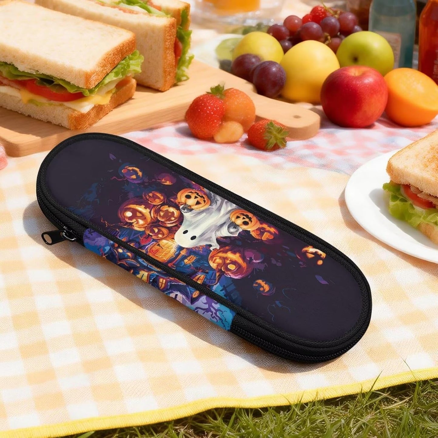 Travel Cutlery Set with Case for Kids Portable Utensil Case Reusable Silverware Pouch for School Travel Lunch Capybara Flower