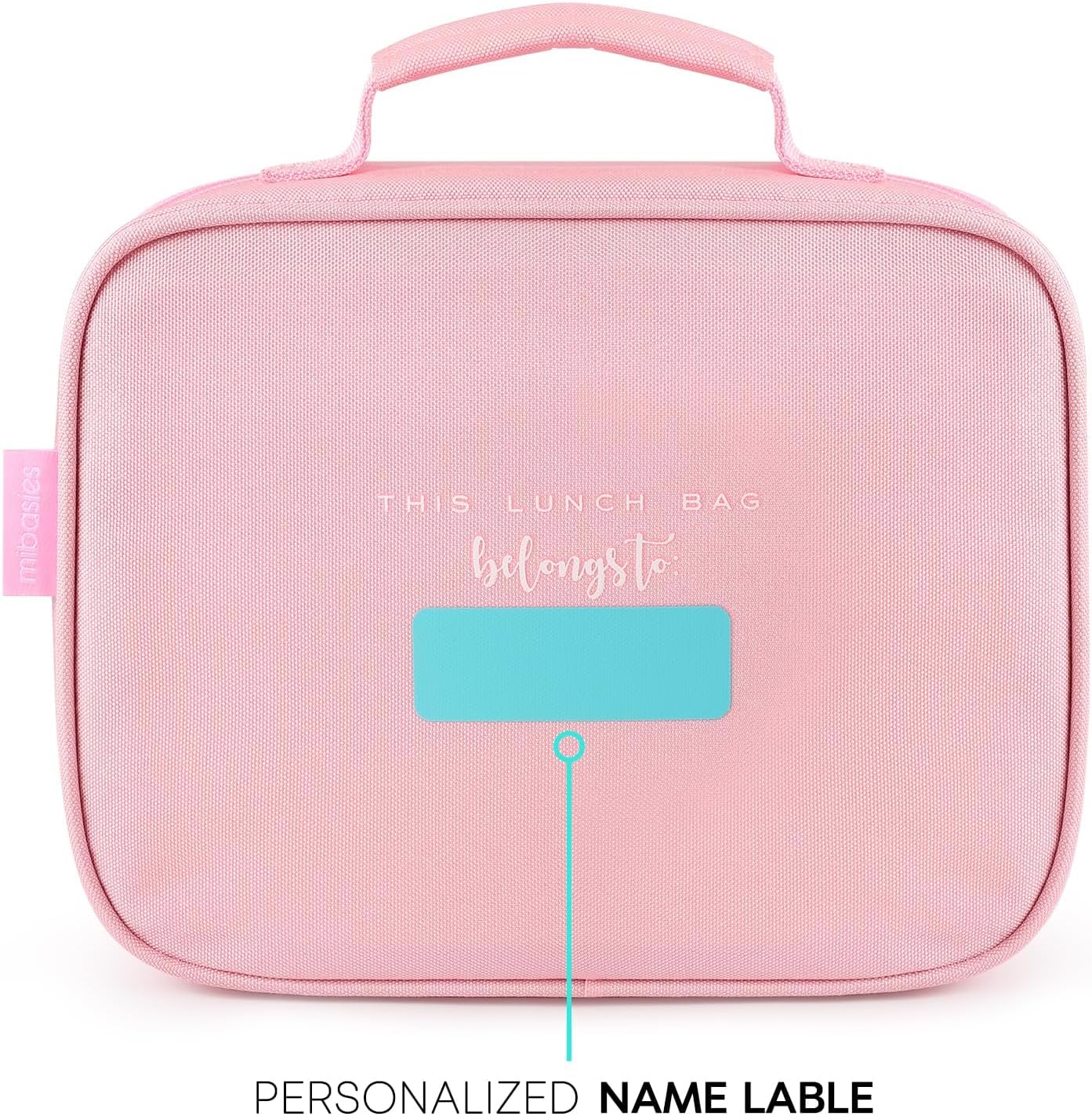 mibasies Kids Lunch Box for Girls Toddler, Insulated and Reusable Lunch Bag for School, Pink Rainbow