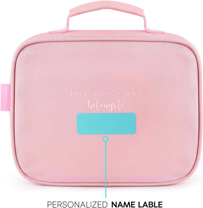 mibasies Kids Lunch Box for Girls Toddler, Insulated and Reusable Lunch Bag for School, Pink Rainbow