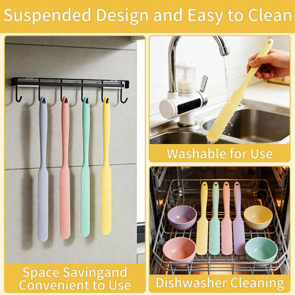 4 Silicone Jar Spatulas,9.8" Long Handle Slim Scraper for Butter
