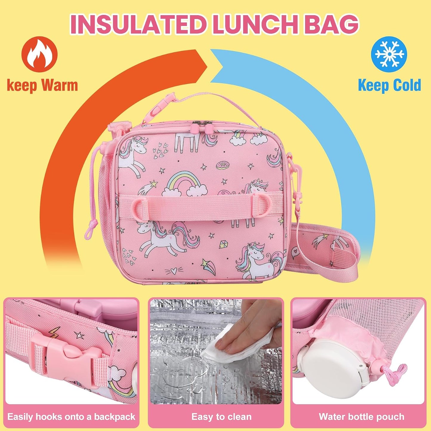 JOOPETALK Bento Lunch Box Set for Kids with 9oz Soup Thermo, Insulated Lunch Bag,Leak-proof BPA-free Lunch Food Container with 3-4 Conpartments for School Travel-Blue