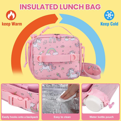 JOOPETALK Bento Lunch Box Set for Kids with 9oz Soup Thermo, Insulated Lunch Bag,Leak-proof BPA-free Lunch Food Container with 3-4 Conpartments for School Travel-Blue
