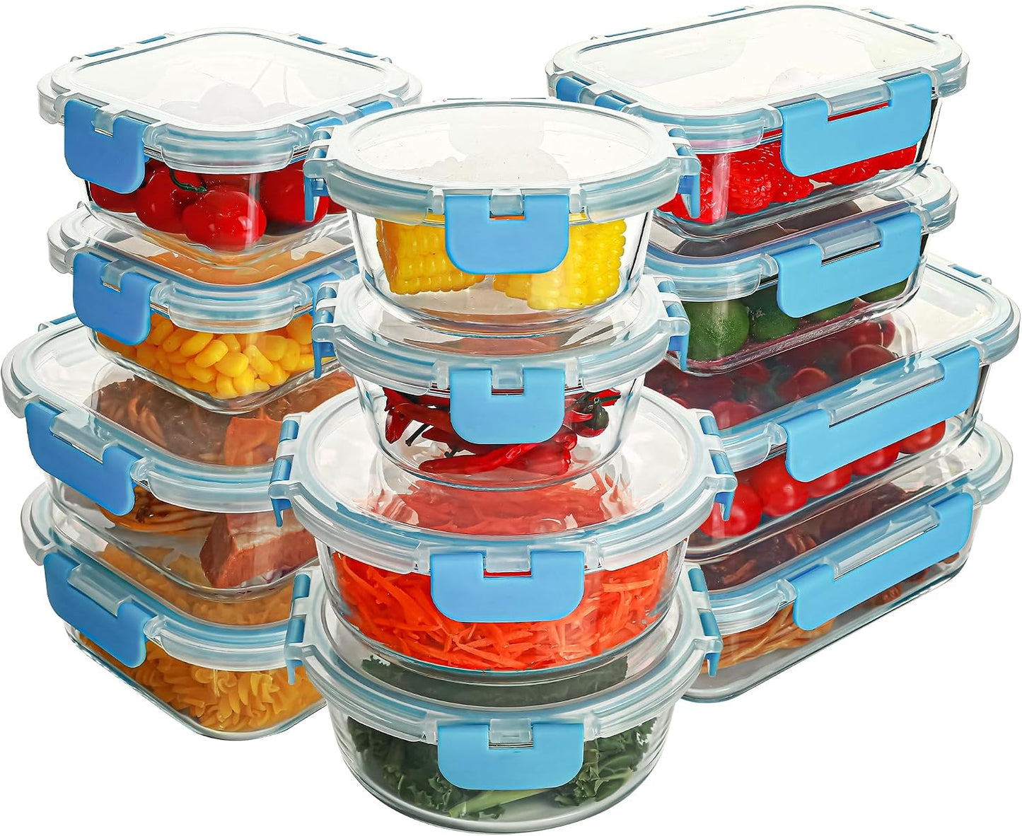 12 Pack Glass Food Storage Containers Set, Glass Meal Prep Containers with Lids, Airtight Lunch Containers, Dishwasher Safe, purple
