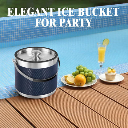 3.2L Double Wall Stainless Steel Ice Bucket with Lid,Scoop, Updated Insulated Ice Bucket for Cocktail Bar and Parties