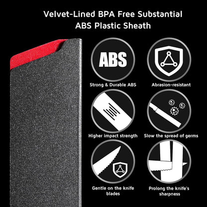 WELLSTAR Knife Edge Guards 8 Inch, Universal Blade Covers, BPA Free ABS Protective Blade Sheaths, Non-Scratch Felt Lining Kitchen Knives Covers (Knives not included)
