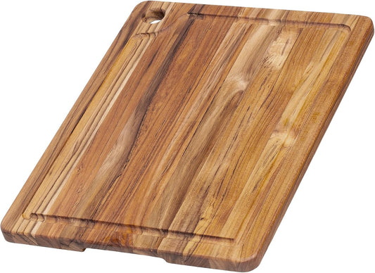 Teakhaus Marine Teak Wood Cutting Board w/Juice Groove, Edge-Grain, Medium