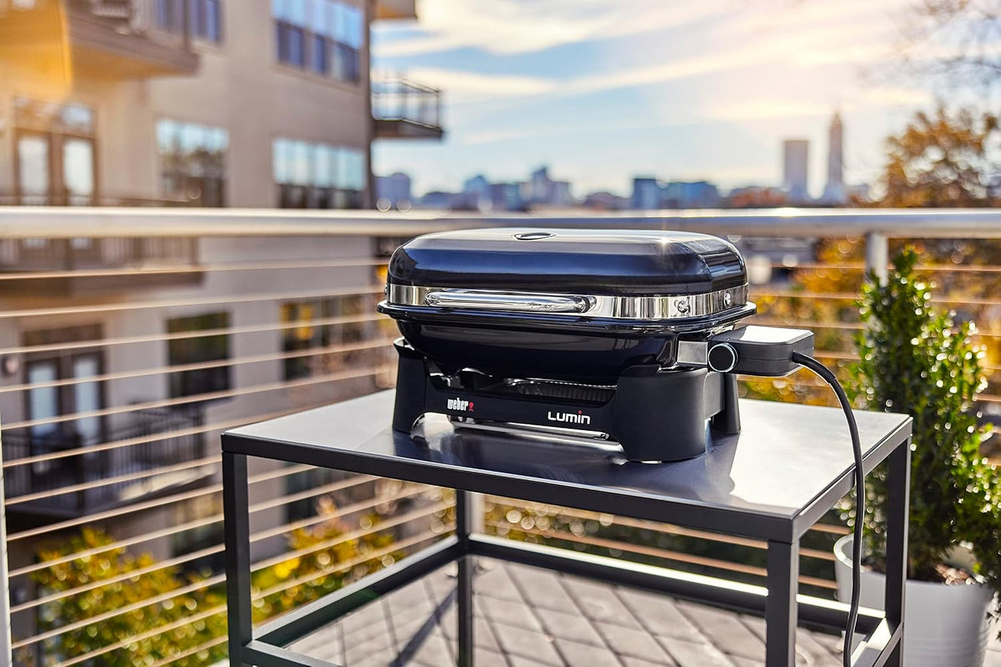 Weber Lumin Compact Outdoor Electric Barbecue Grill, Light Green - Great Small Spaces such as Patios, Balconies, and Decks, Portable and Convenient