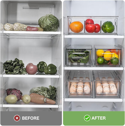 9.5QT Fridge Organizers and Storage Bins with Pull-out Drawer, Stackable Storage Drawer with Handle, Large Plastic Storage Container for Refridge, Kitchen,Under Sink, Bathroom, Pantry,1 Pack