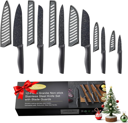 Marco Almond Kitchen Knife Set Chef Knife Set Black