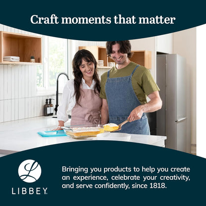 Libbey Baker’s Premium 2 Piece Glass Pie Plate, Stackable, Space Saving Casserole Dish Set with Lids, Glass Baking Dish Set for Fruit Pies, Quiches