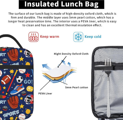 Dinosaur Volcano Insulated Lunch Bag for Women & Men, Reusable Leak-Proof Lunch Box with Cooler Compartment, Lunch Tote for Adults Work Travel Picnic Durable & Washable