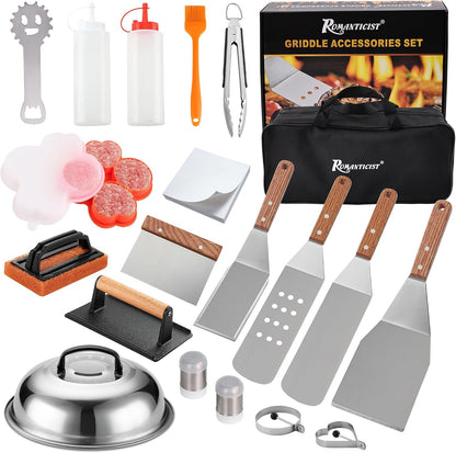 ROMANTICIST 8pc Professional Stainless Griddle Accessories Kit