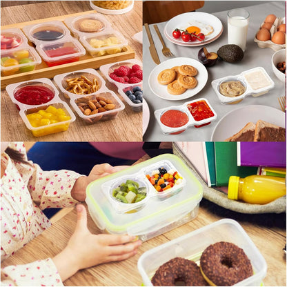 10 packs of leak proof reusable containers with lids, dipping sauces, tomato juice, and snacks - perfect for children, families, travel, and meal preparation | BPA free, dishwasher washable