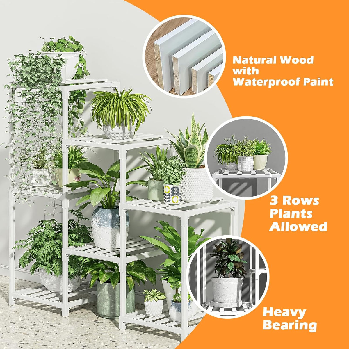 Bamworld Plant Stand Indoor Plant Shelf Outdoor Wood Plant Rack