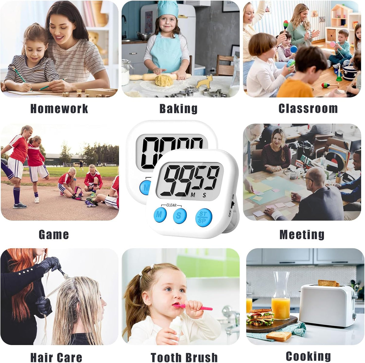 ZILLEEN Classroom Timer for Kids Teachers Digital Timers Blue Green