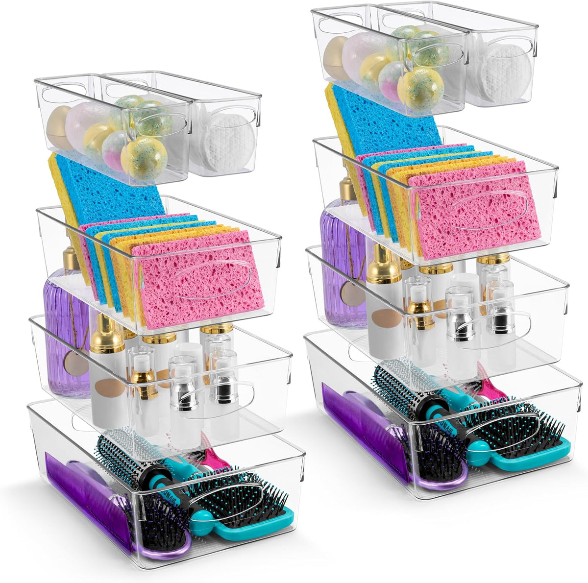Sorbus XL Clear Plastic Storage Bins for Shelves, Clothes, with Handle - Clear Storage Bins, Drawer, Shelf, Closet, Pantry, Fridge, Freezer Organizer Bins, Closet Organizers and Storage (10 pack)