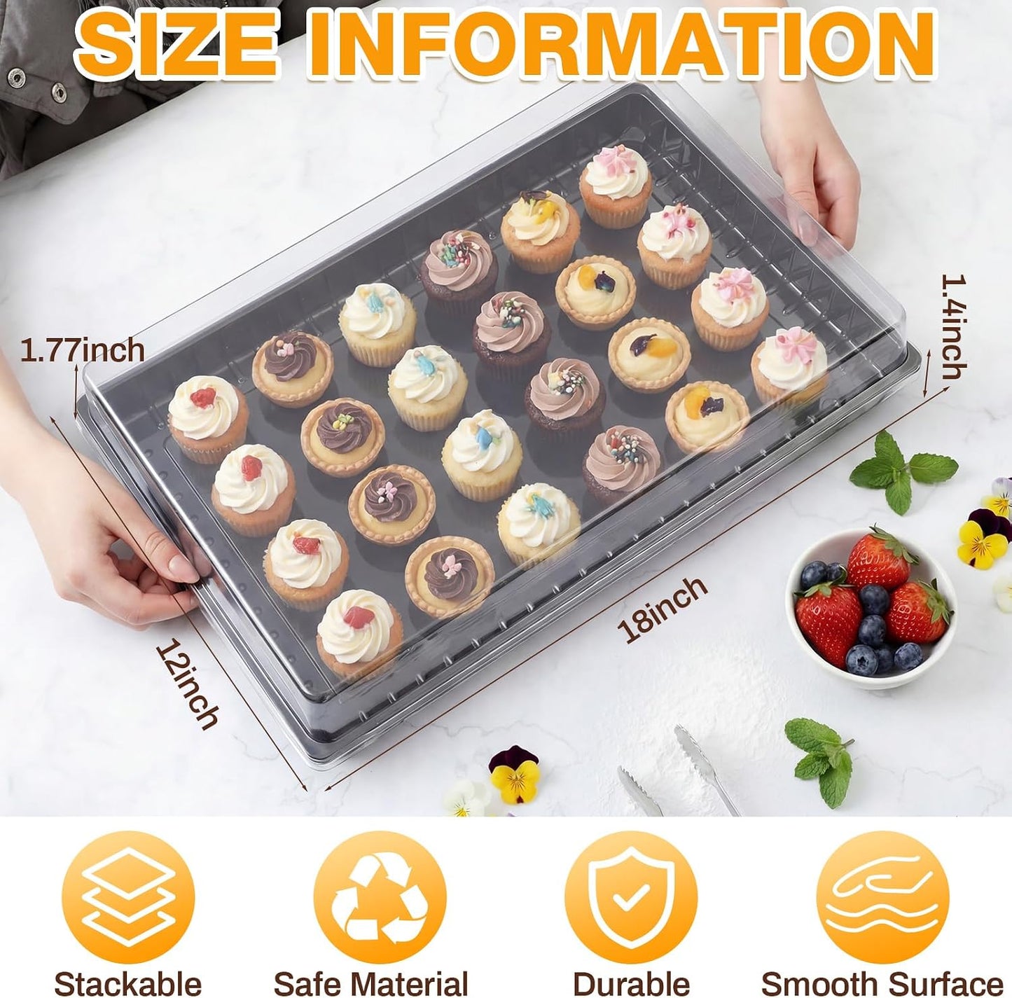 Shellwei 5 Pack Extra Large Charcuterie Board with Lids, 18 x 12 Inch Plastic Catering Trays for Cookies, Desserts, Candy, Reusable Serving Platters for Travel Party