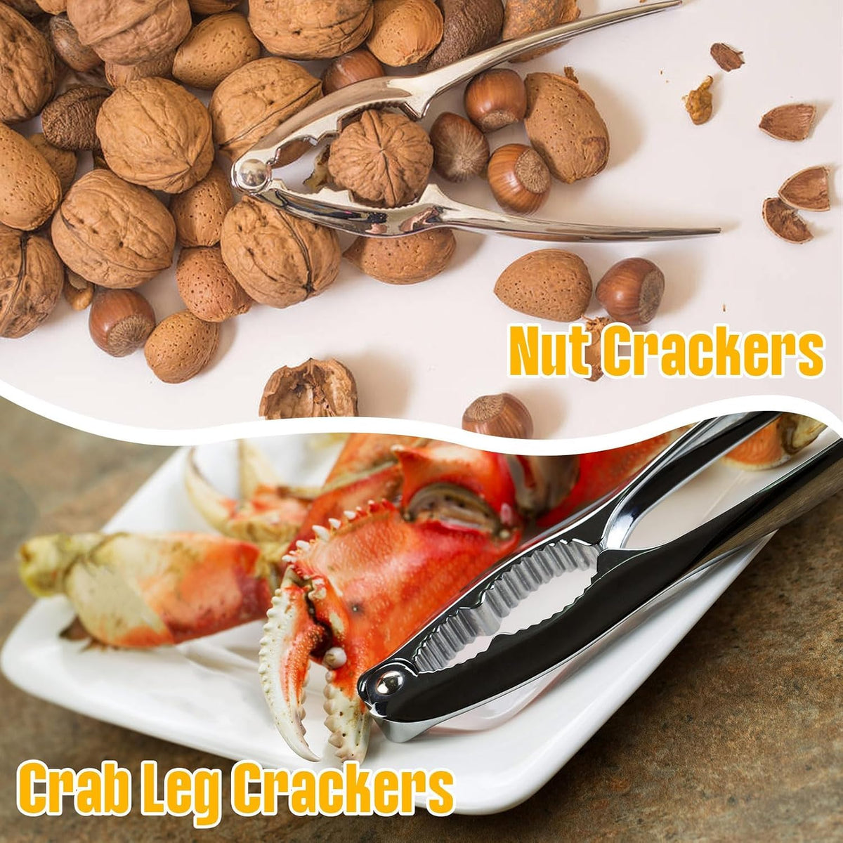 12 Pcs Crab Crackers and Tools Set Heavy Duty Seafood Tools Set Crab Leg Crackers Lobster Nut Crackers Opener Home Kitchen Parties Tools for Crableg and Lobster Lovers Gift
