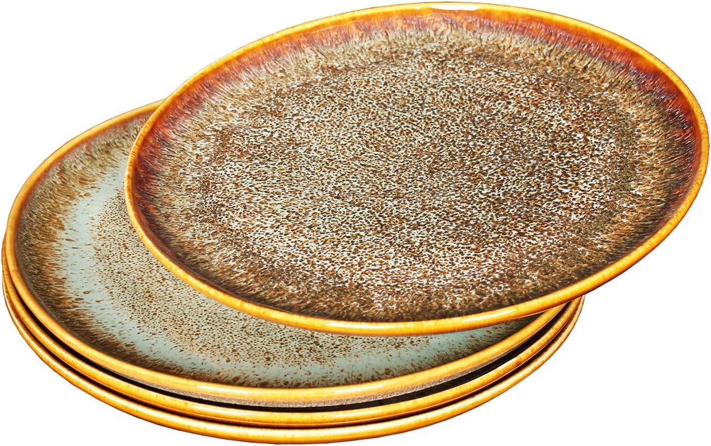 Porcelain Plate Set Large Serving Tray Set of 4, Reusable Serving Platters for Party Food, Cookie, Appetizer, Charcuterie, Snack, Dessert Display,Stackable Kitchen Dish 14.4 INCH