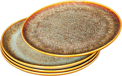 Porcelain Plate Set Large Serving Tray Set of 4, Reusable Serving Platters for Party Food, Cookie, Appetizer, Charcuterie, Snack, Dessert Display,Stackable Kitchen Dish 14.4 INCH