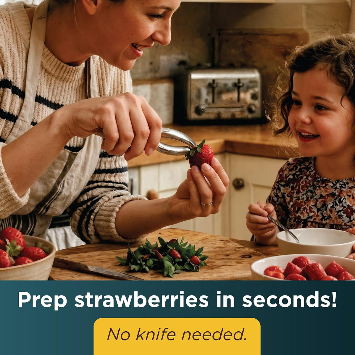 Strawberry Huller - Pitter & Corer Tool to Remove Stems from Fruits
