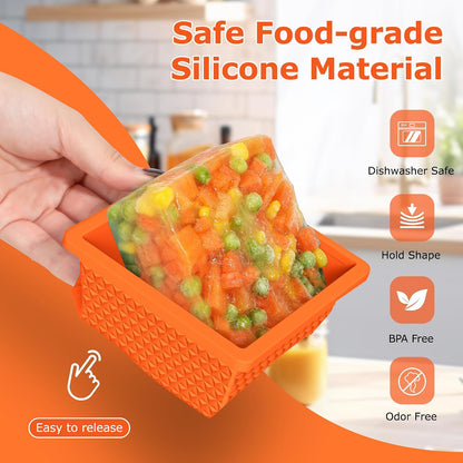Silicone Freezer Molds for Soup Cube - 2-Cup Freezer Storage Container Tray with Lid,4 Pack Stackable Ice Cube Trays for Portion Control,Food Storage Meal Prep,Oven & Dishwasher Safe